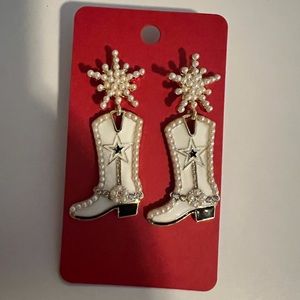 NEW White Boots Earrings